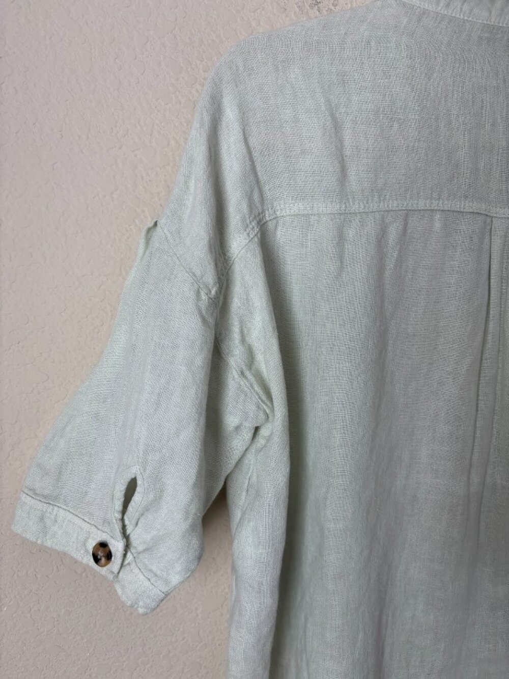 Zara Linen Button Up Boxy Cropped Pistachio Green Shirt - Picture 11 of 11
